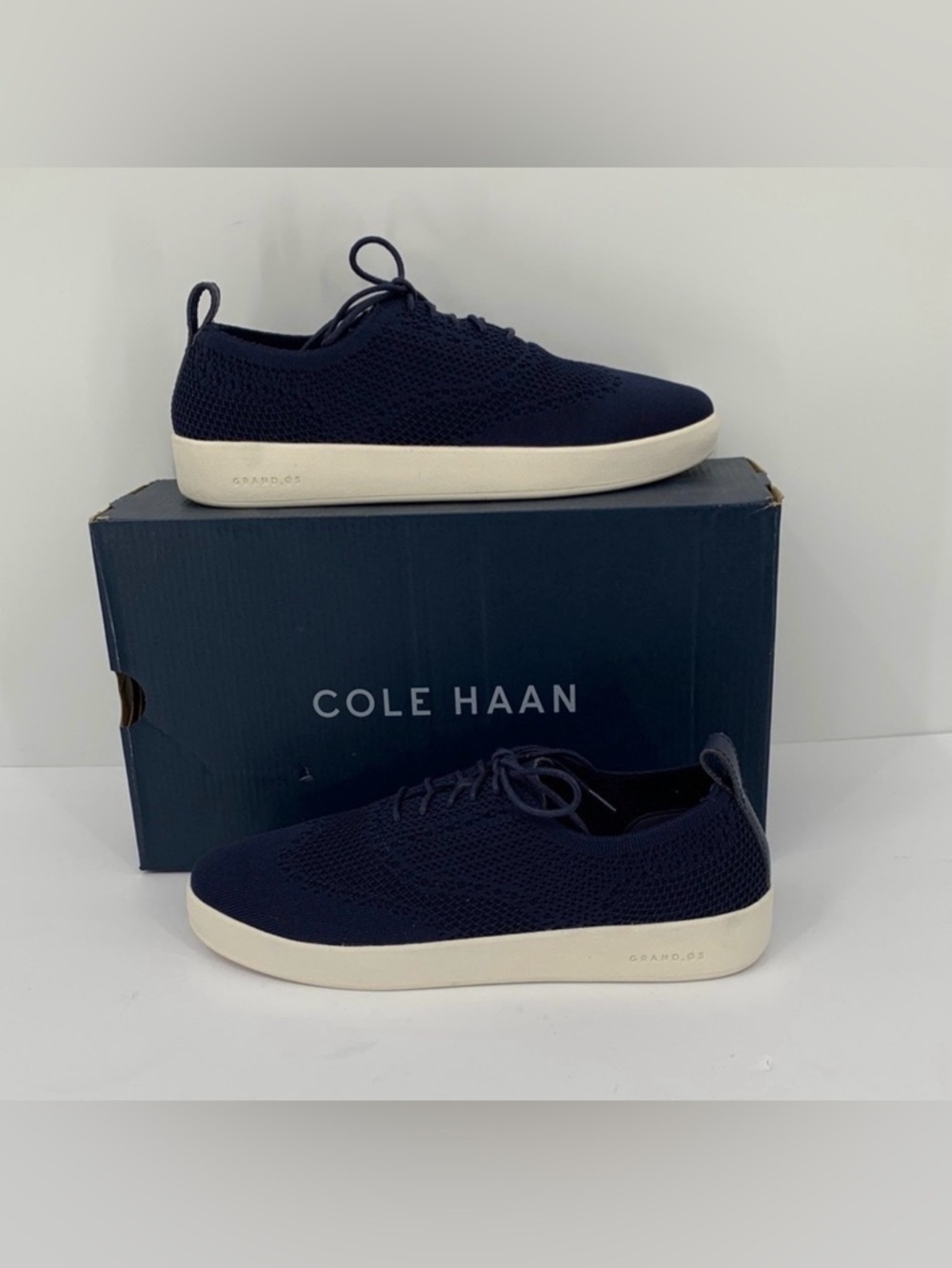 Cole Haan Grand Pro contender knit sneakers oxford navy blue knit women new 9.5